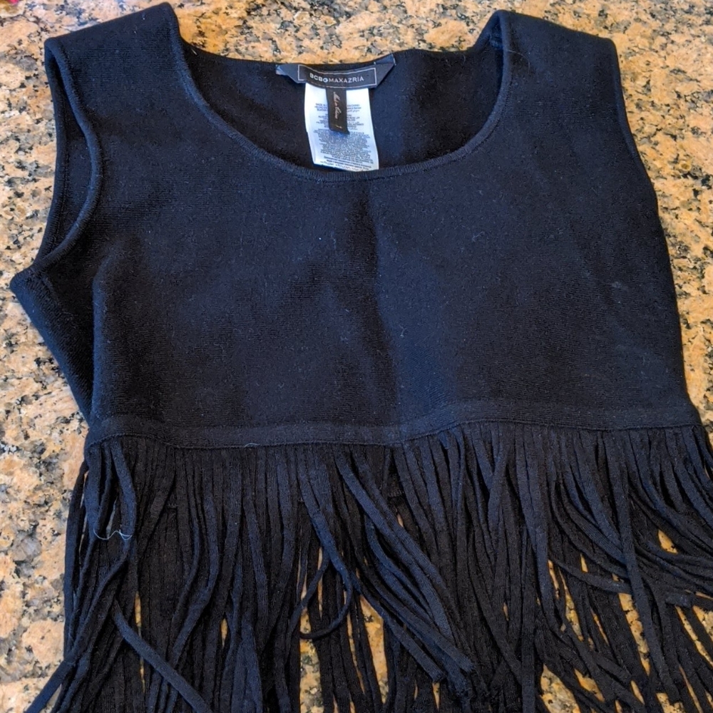 BCBG fringe crop top